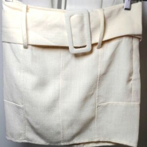 PrettyLittleThing Cream Mini Skirt with Belt